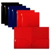 Gold Seal 2 Pkt Plastic Extra Heavyweight Folders Portfolio, High Sheen Finish, Red, Blue, Black, 12PK 86399